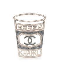 Chanel Bodega Coffee Cup Rhinestone Brooch, 2018