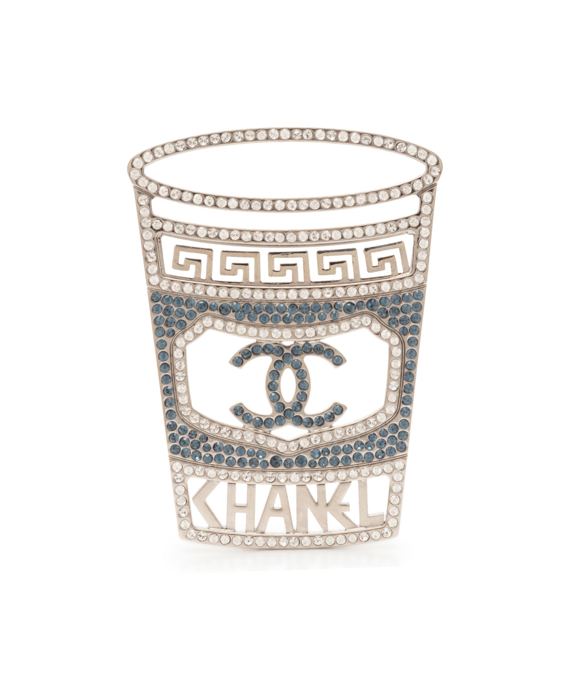 Chanel Bodega Coffee Cup Rhinestone Brooch, 2018