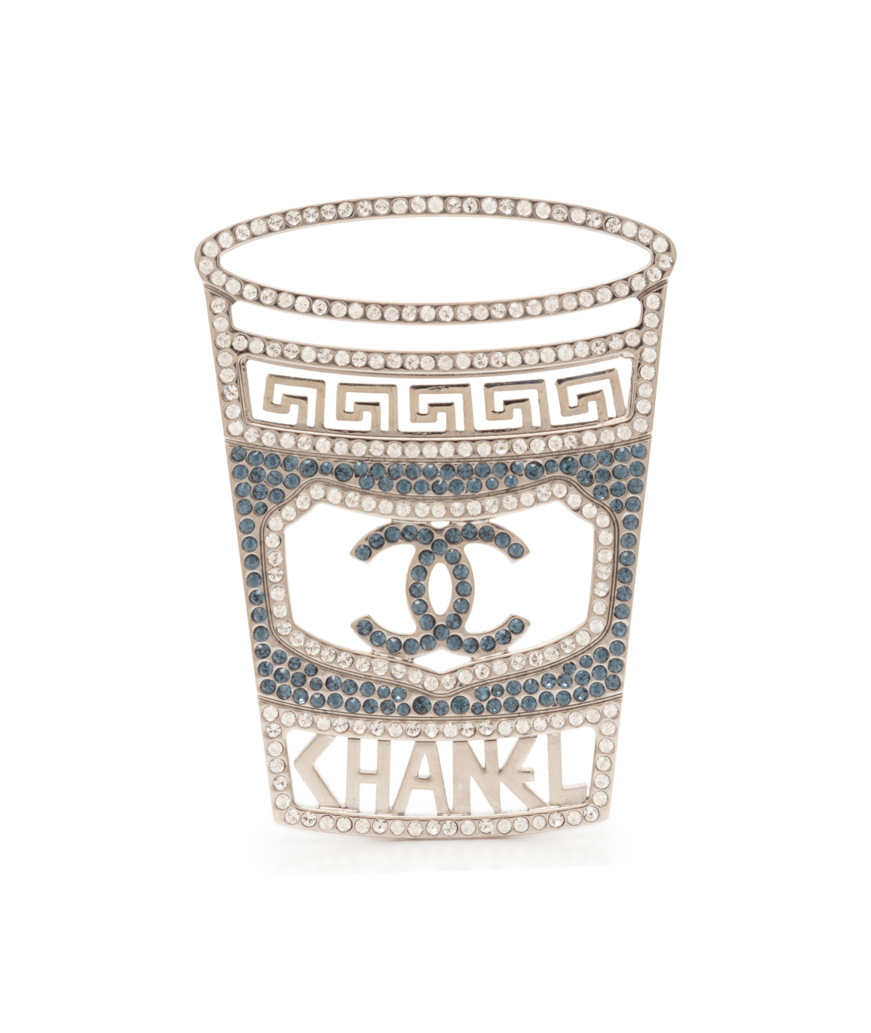 Chanel Bodega Coffee Cup Rhinestone Brooch, 2018