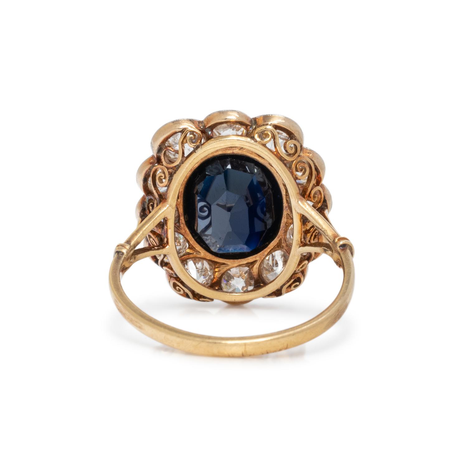 ANTIQUE, SAPPHIRE AND DIAMOND RING