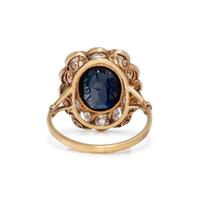 ANTIQUE, SAPPHIRE AND DIAMOND RING