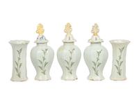 A Delft Polychrome Decorated Five-Piece Garniture