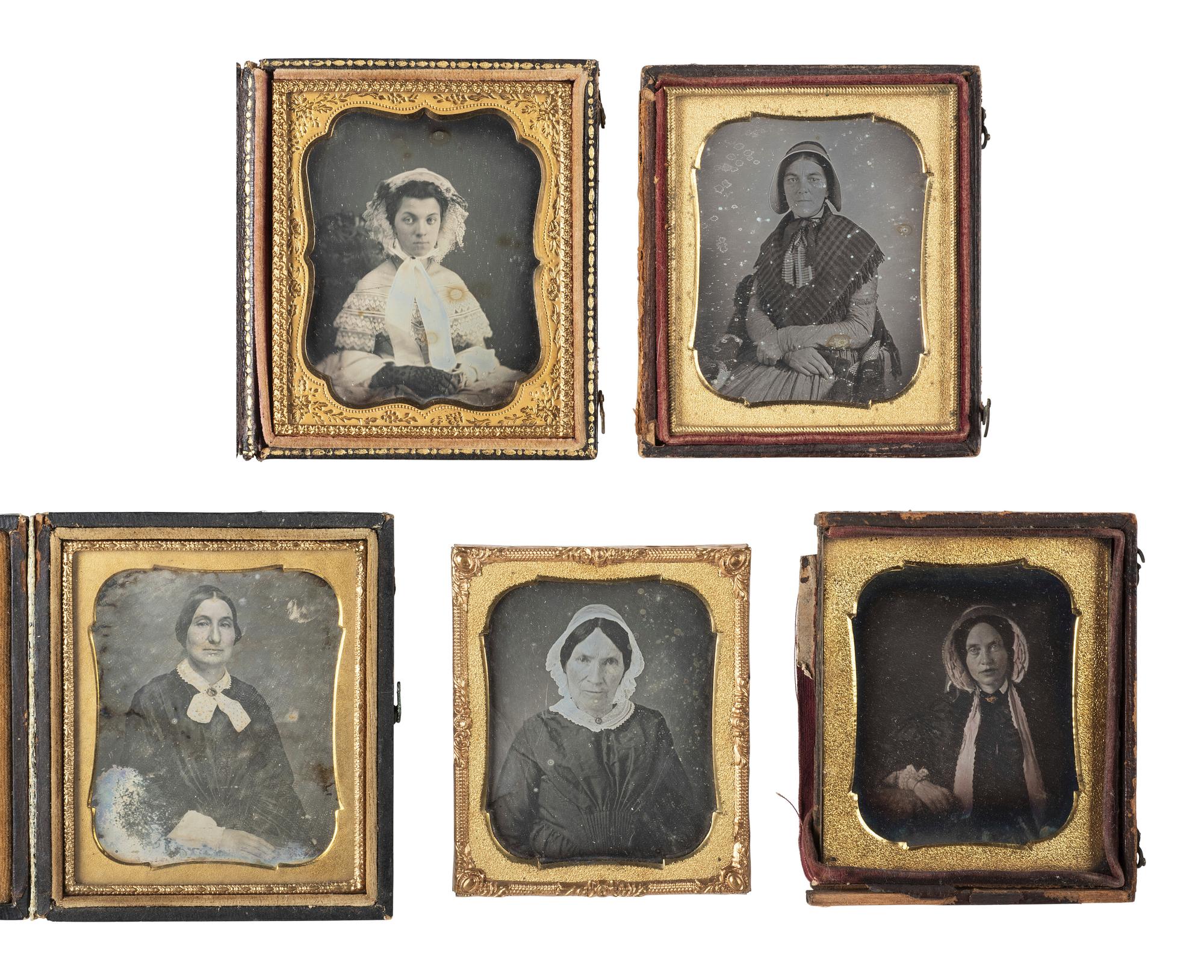 [EARLY PHOTOGRAPHY]. 30 sixth plate daguerreotypes of serious women of varying ages.