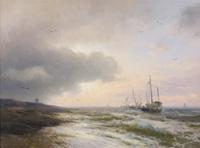Hermann Herzog, (American, 1832-1932), Sunset on the Norwegian Coast