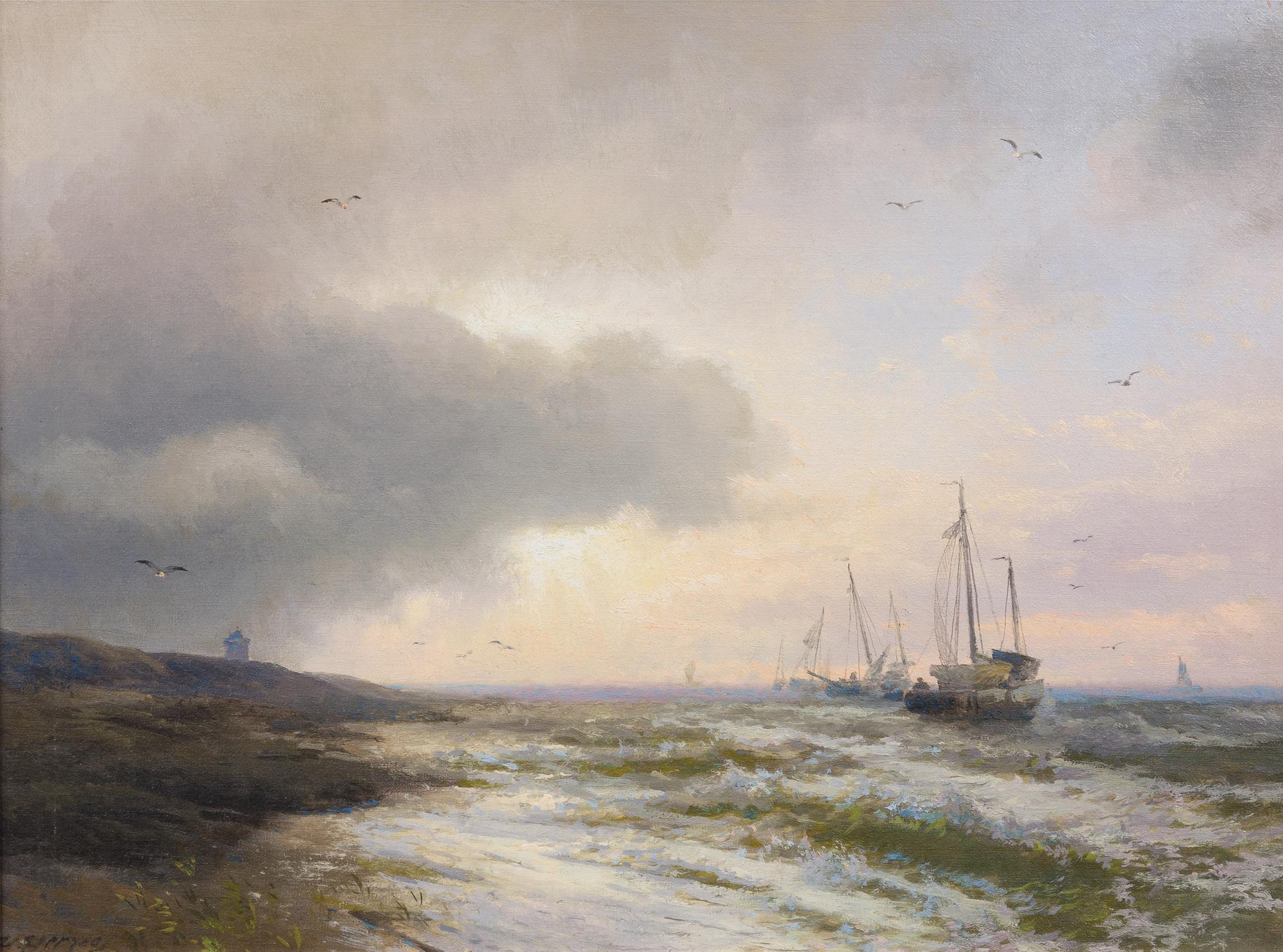 Hermann Herzog, (American, 1832-1932), Sunset on the Norwegian Coast