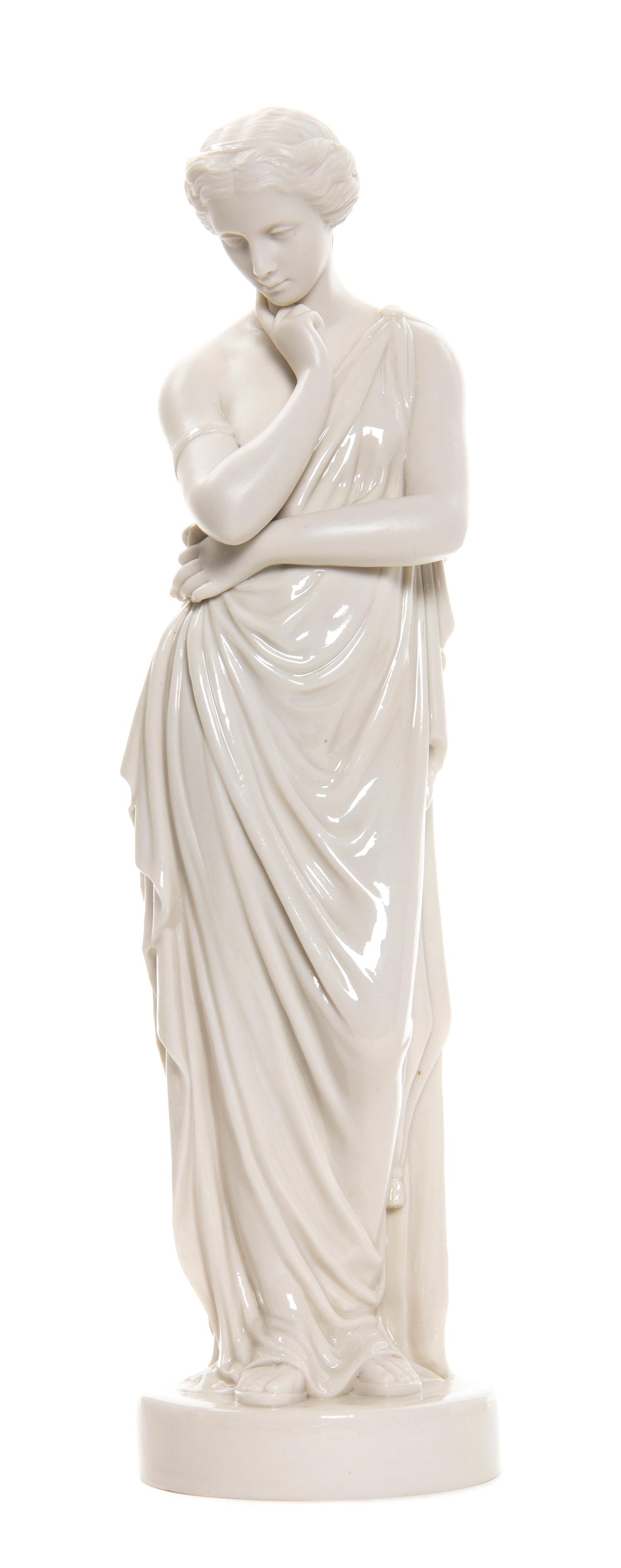A Belleek Meditation Figure, Height 14 3/4 inches.