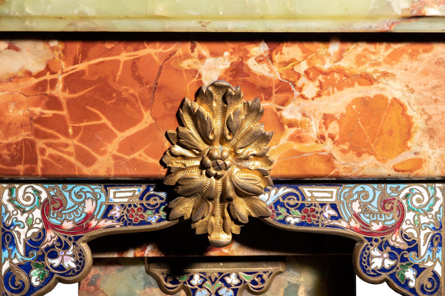 A French Onyx and Champlevé Mounted Pedestal