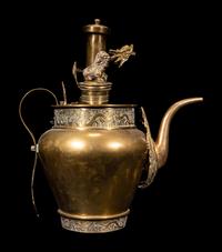 A Tibetan Silver and Copper Covered Ewer and A Chinese Bronze Pitcher