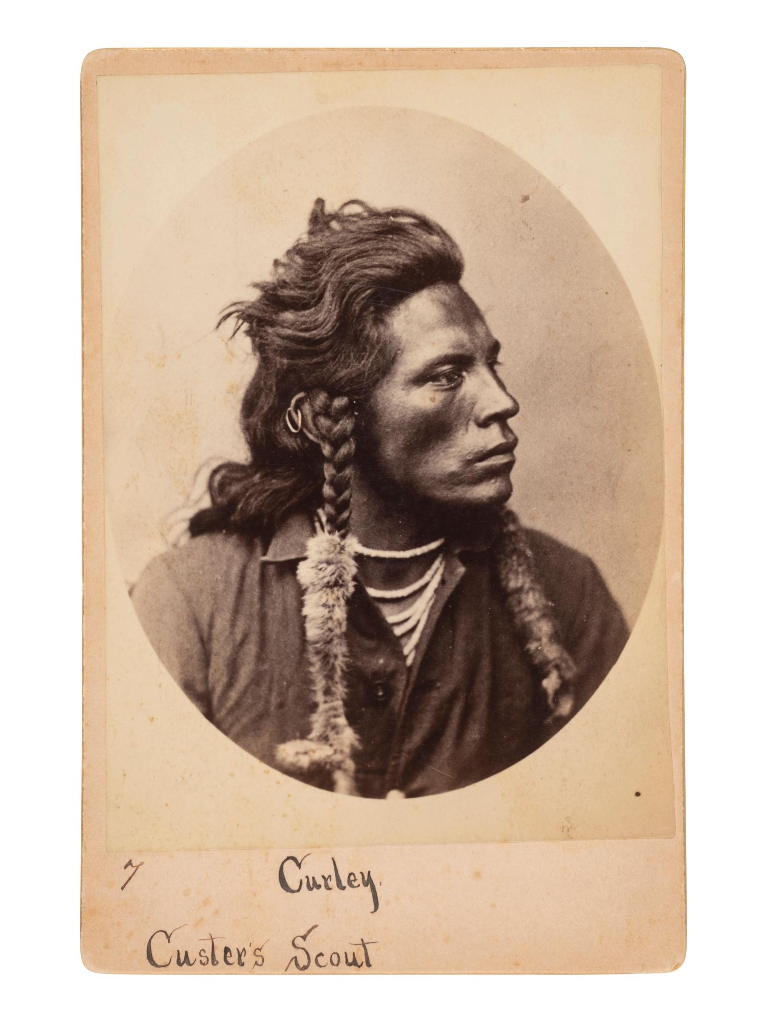 [NATIVE AMERICANS]. Cabinet card of Curley, George Custer's scout. Herrin: Portland, OR, ca 1880s.