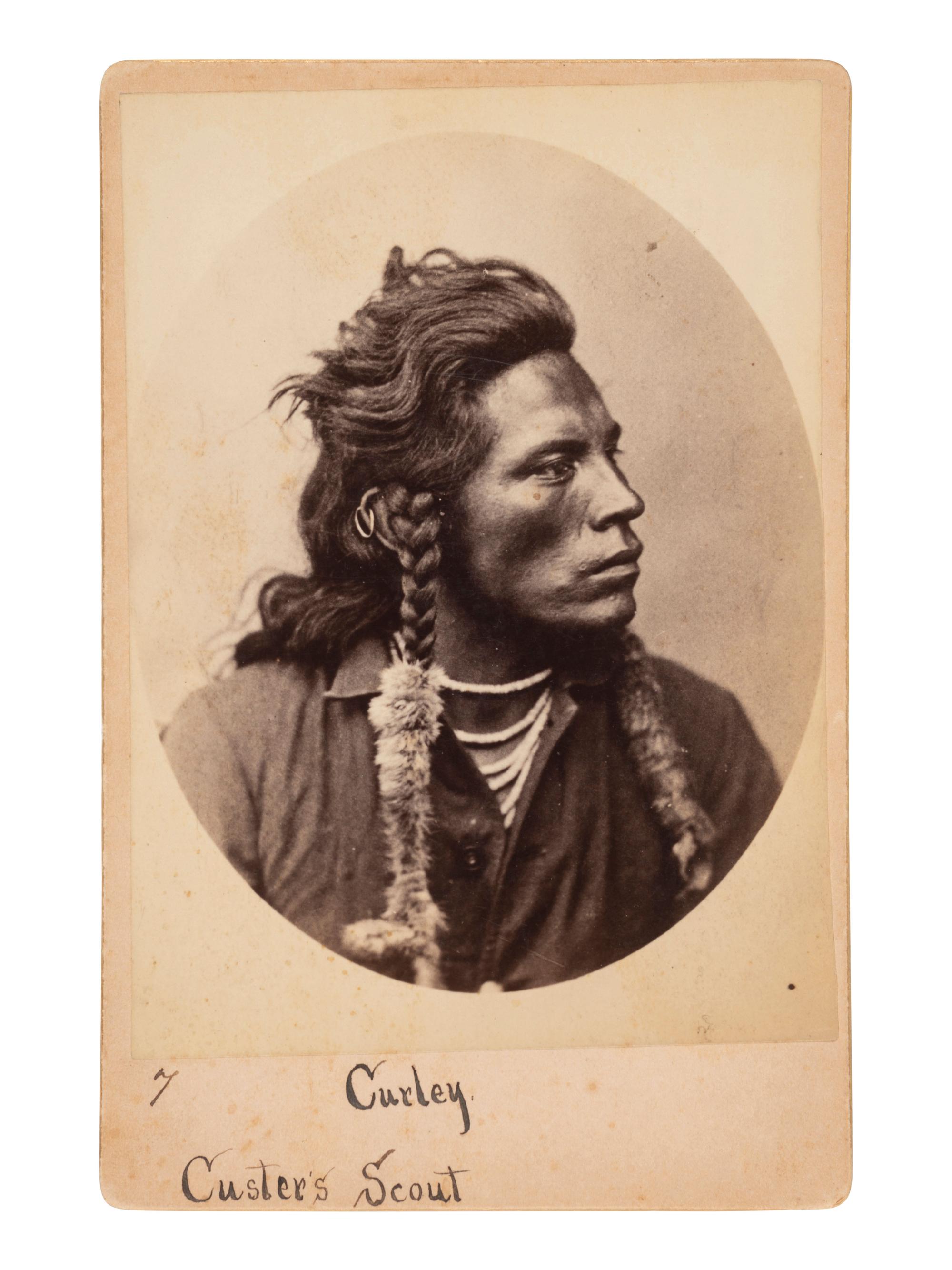 [NATIVE AMERICANS]. Cabinet card of Curley, George Custer's scout. Herrin: Portland, OR, ca 1880s.