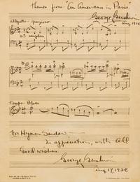 GERSHWIN, George (1898-1937). Autographed musical manuscript signed twice ("George Gershwin"), to Hyman Sandow, 17 August 1928.