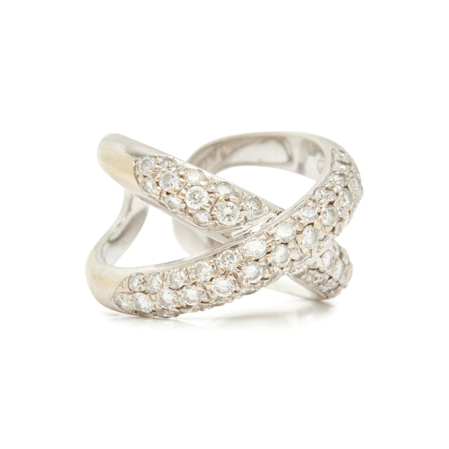 WHITE GOLD AND DIAMOND 'X' RING