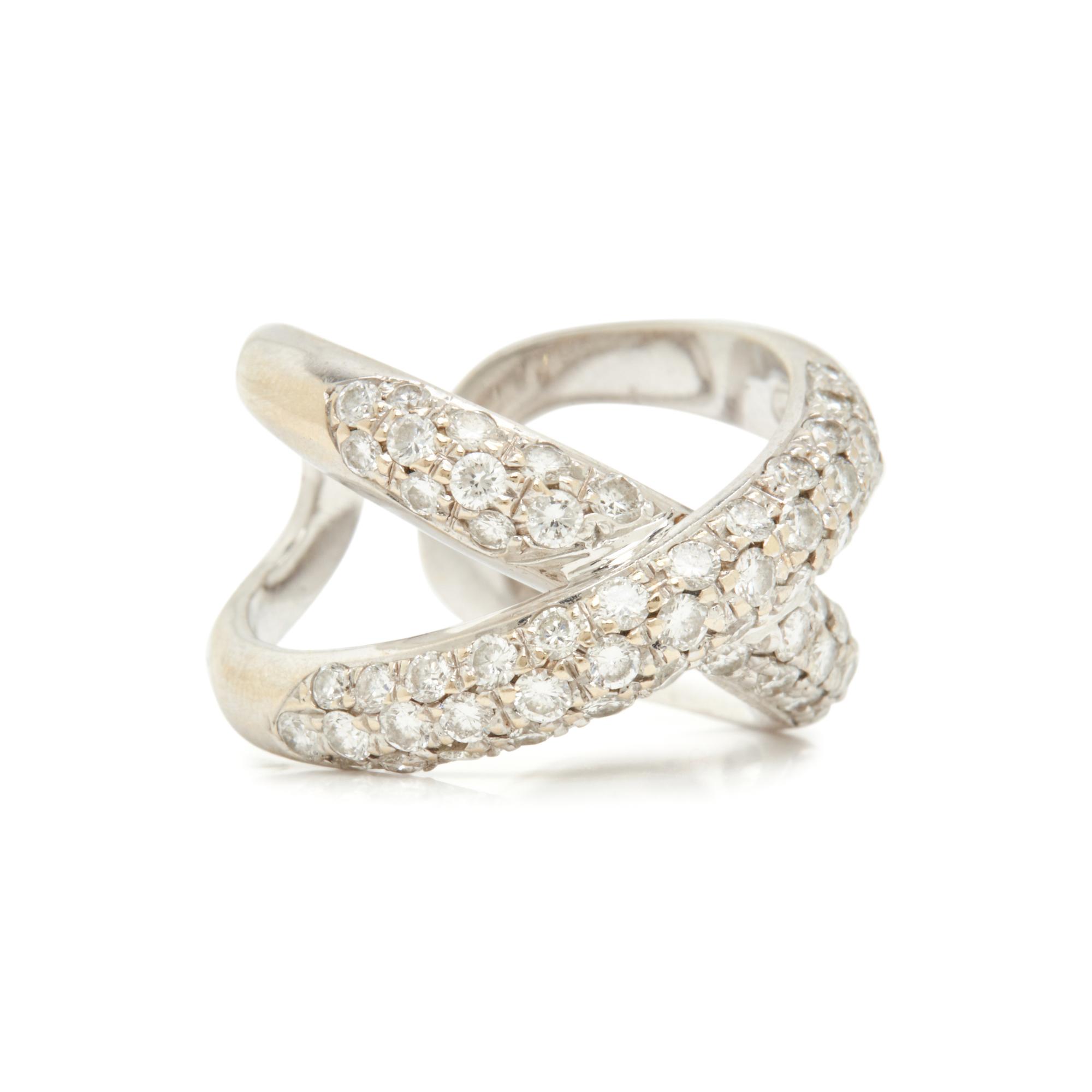 WHITE GOLD AND DIAMOND 'X' RING