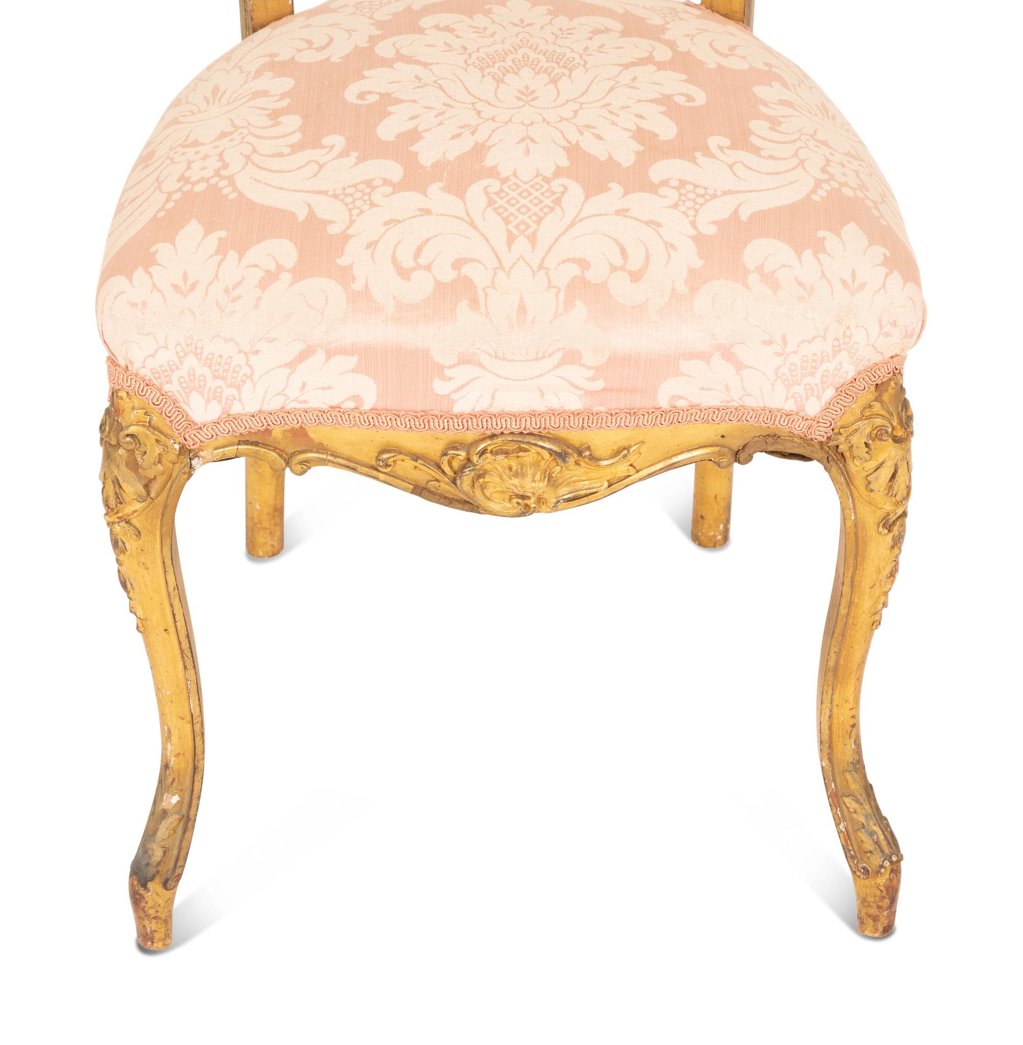 A Louis XV Style Giltwood and Vernis Martin Decorated Side Chair
