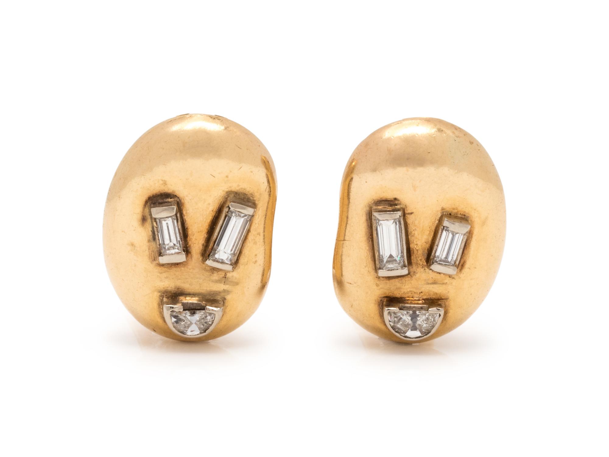 YELLOW GOLD AND DIAMOND EARCLIPS