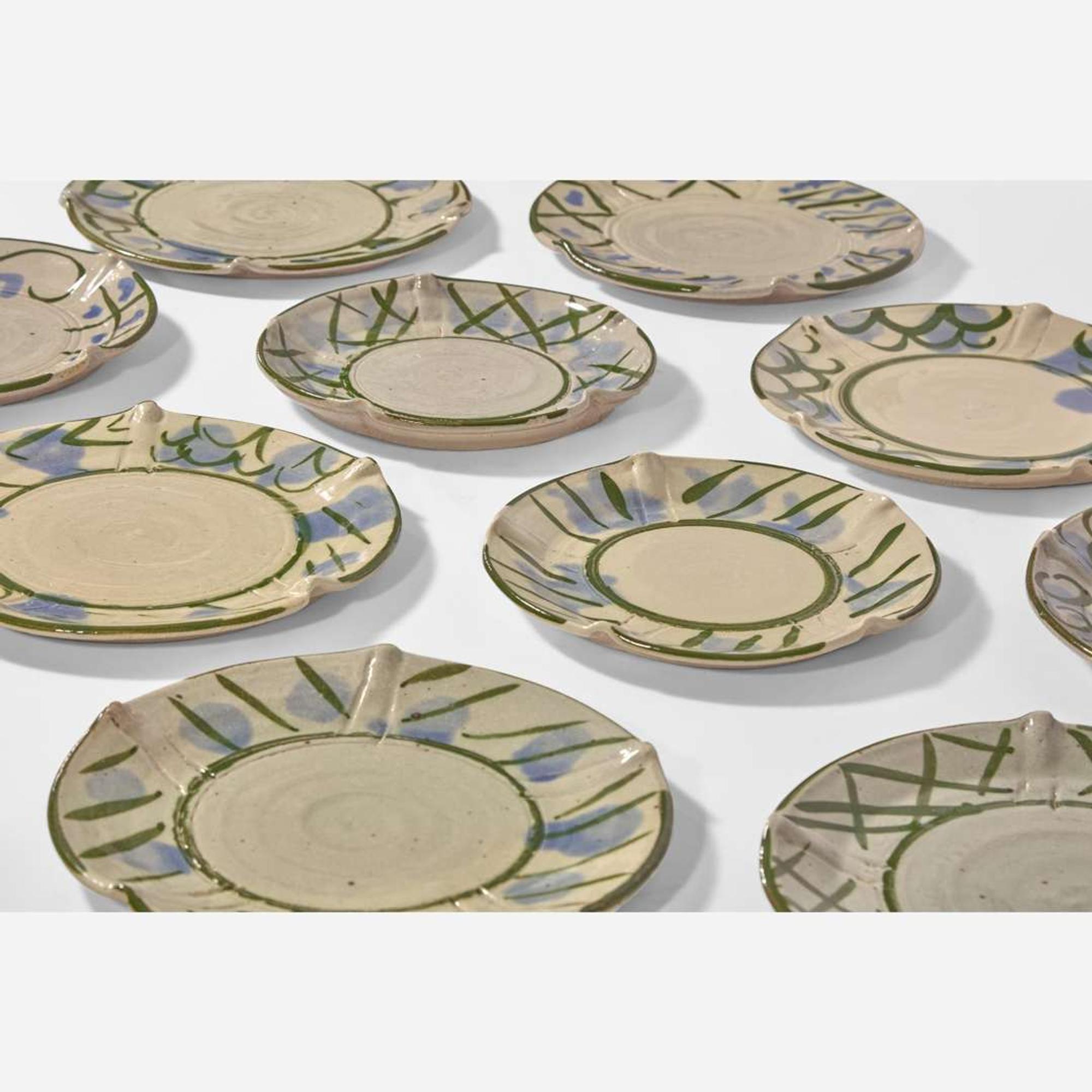Betty Woodman (American, 1938-2018) Group of Ten Dinner Plates, USA, circa 1980