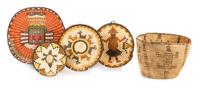 Five Southwestern Baskets Height of largest 10 inches