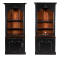 A Pair of Louis XV Provincial Style Painted Cherrywood Bookcases