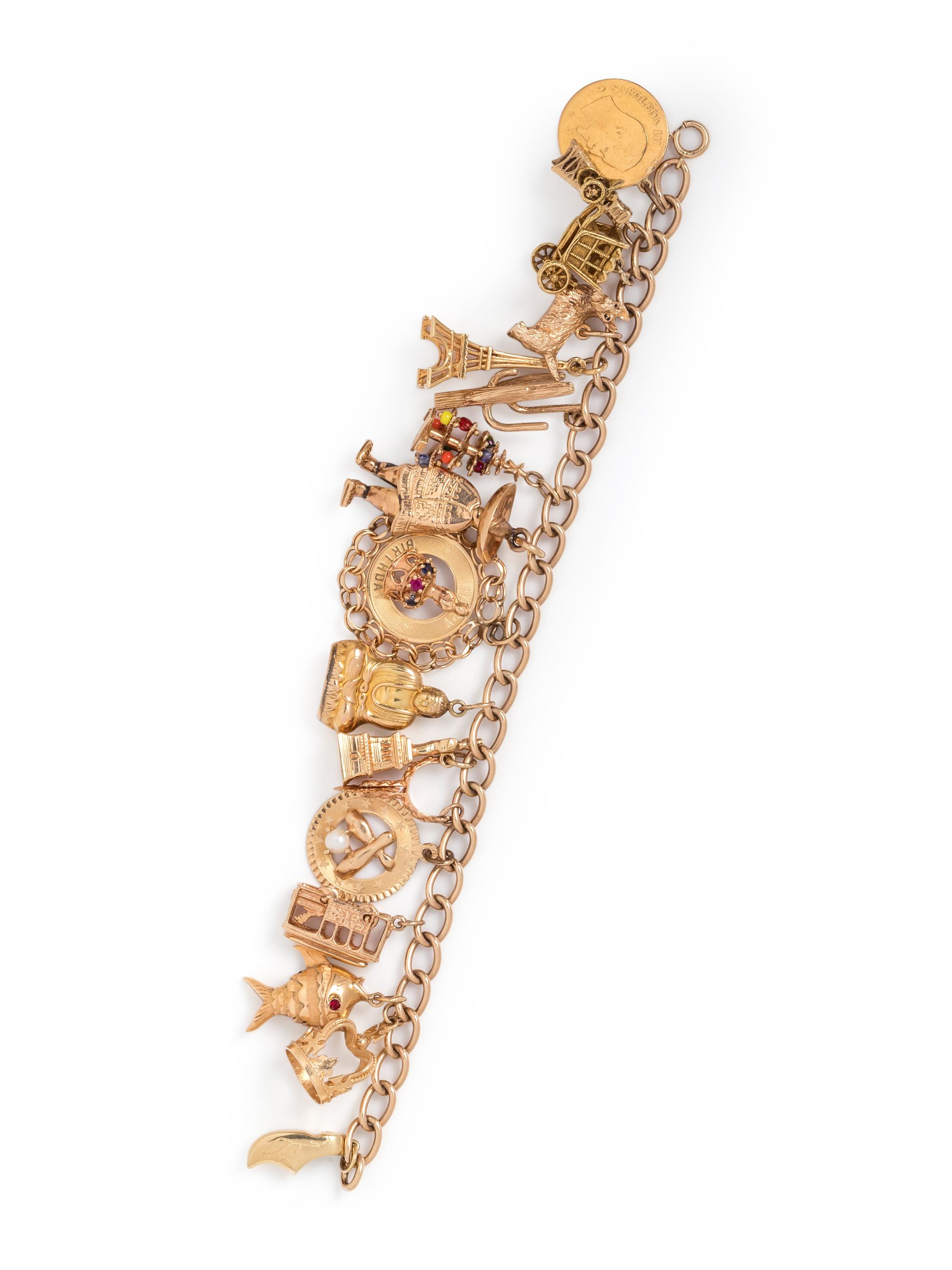 YELLOW GOLD CHARM BRACELET