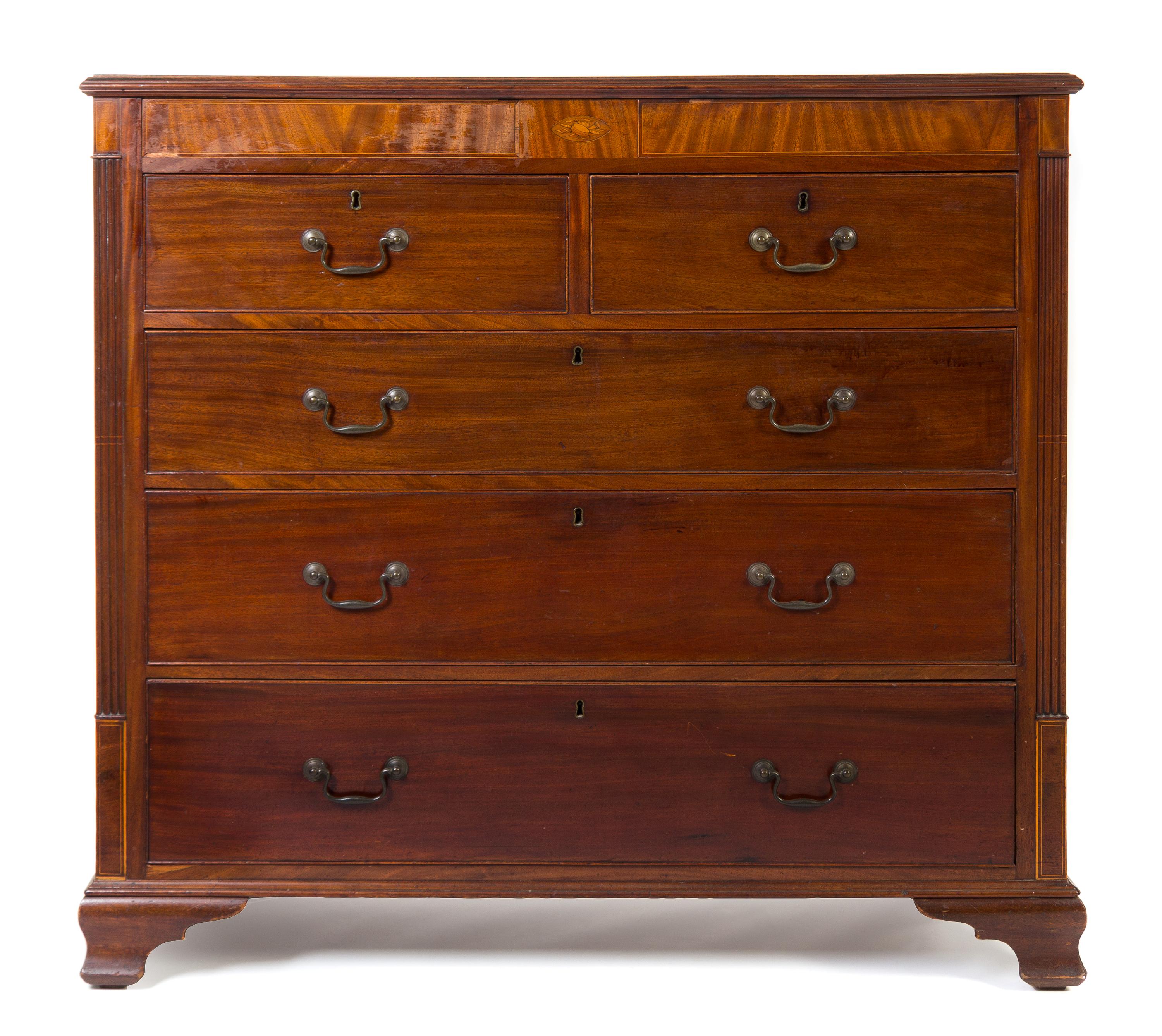 A Chippendale Style Mahogany Chest of Drawers Height 46 x width 49 x depth 21 1/2 inches. — 20TH CENTURY