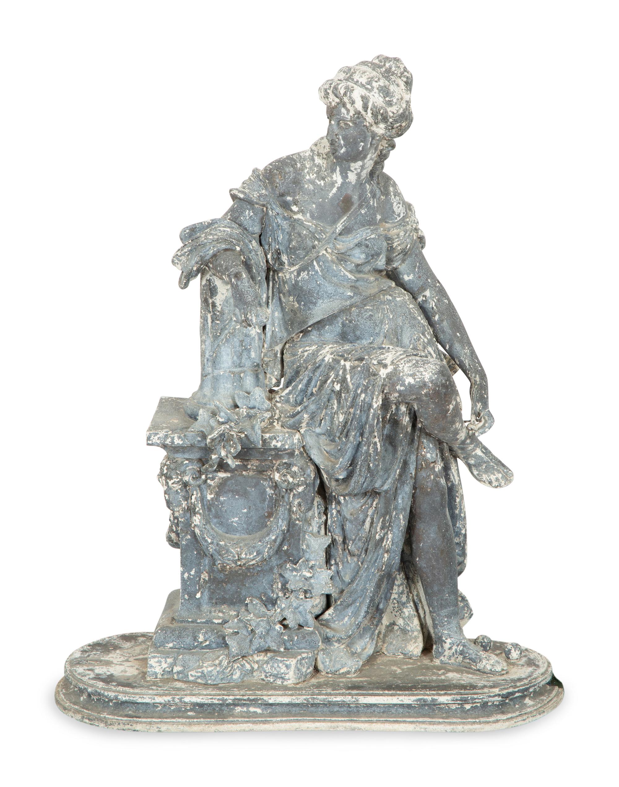 A Painted Zinc Neoclassical Statuette