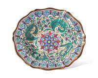 A Wedgwood Polychrome Painted Queensware Bowl and Vase