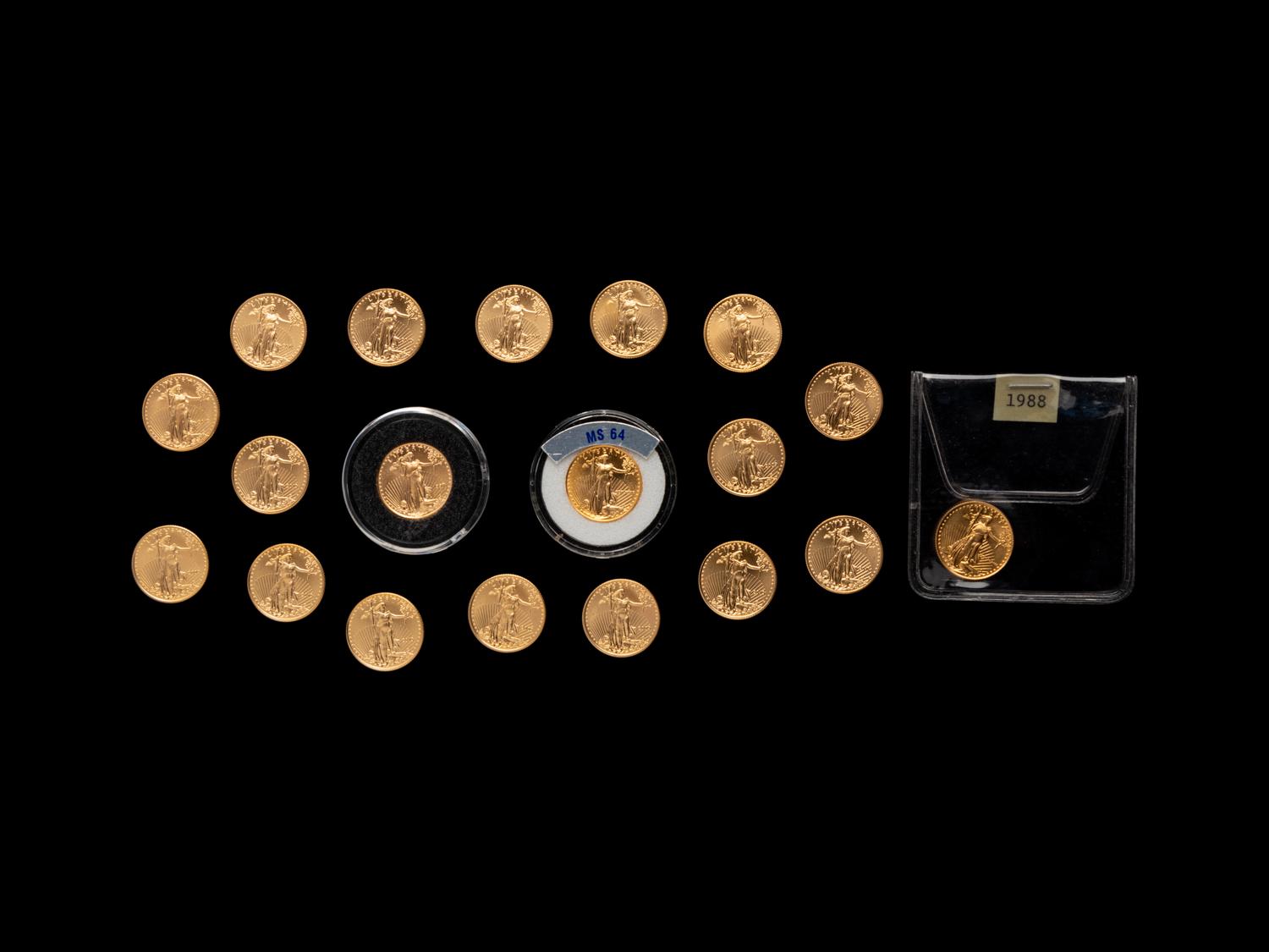 A Group of Twenty Gold Eagle $5 1/10 oz. Mint Coins
