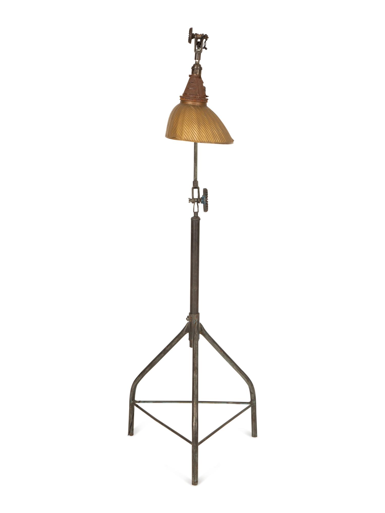A Steel Tripod Base Articulated Floor Lamp