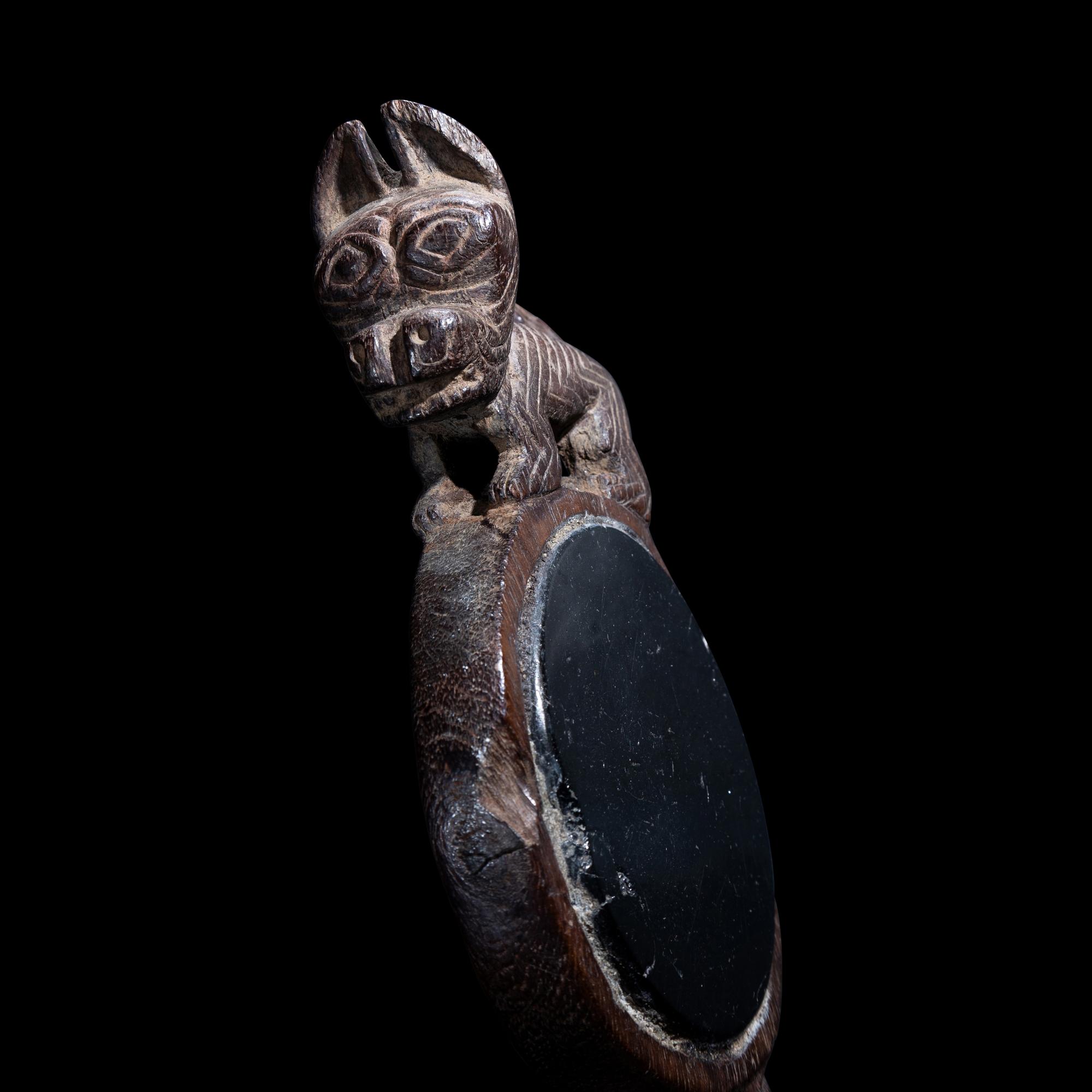 A Chancay Wood and Anthracite Mirror