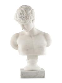 A Continental Carved Marble Bust of Antinous