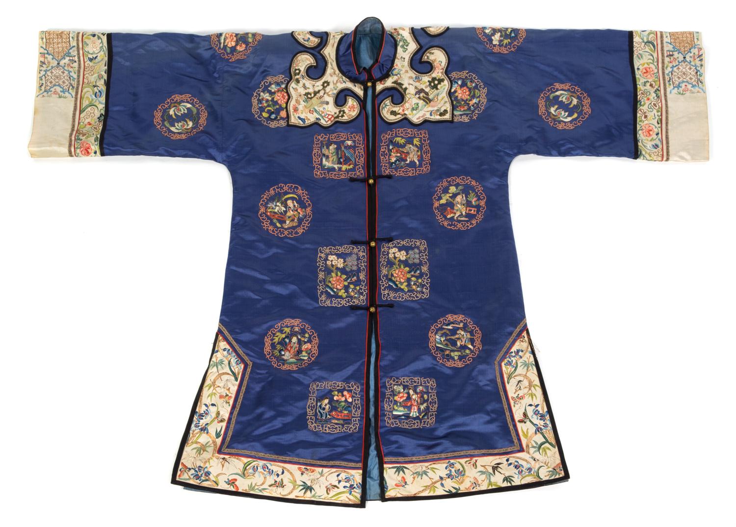 A Chinese Embroidered Silk Lady's Informal Robe 19TH CENTURY Length 42 inches. — 19TH CENTURY