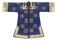 A Chinese Embroidered Silk Lady's Informal Robe 19TH CENTURY Length 42 inches. — 19TH CENTURY