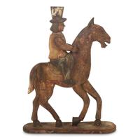 Carved and painted horse and rider trade sign 19th century