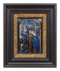 A Limoges Enamel Plaque Depicting Joachim and Anna at the Golden Gate
