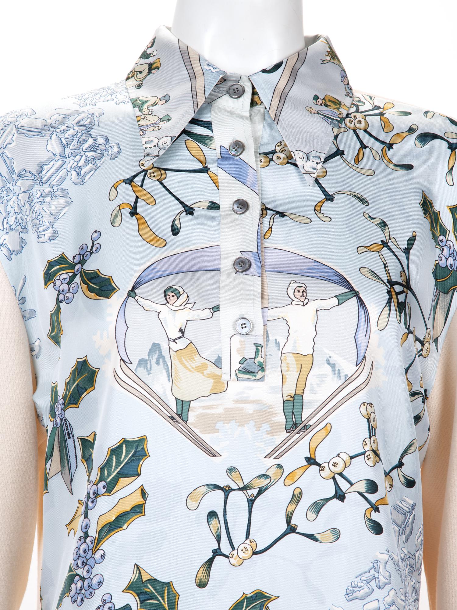 Two Hermès Printed Silk Shirts, 1970-90s