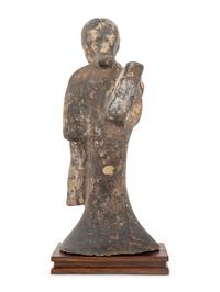 A Chinese Grey Pottery Figure of a Court Lady