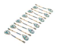 A Set of Twelve Russian Silver-Gilt and Enamel Teaspoons