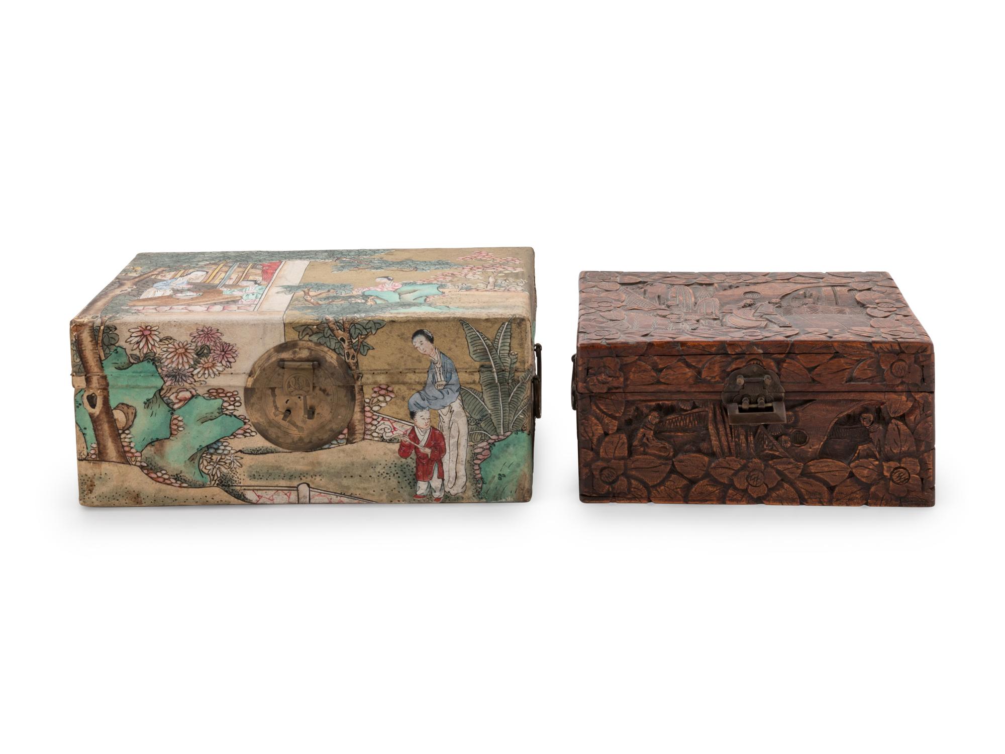 Four Chinese Gilt and Lacquered Boxes