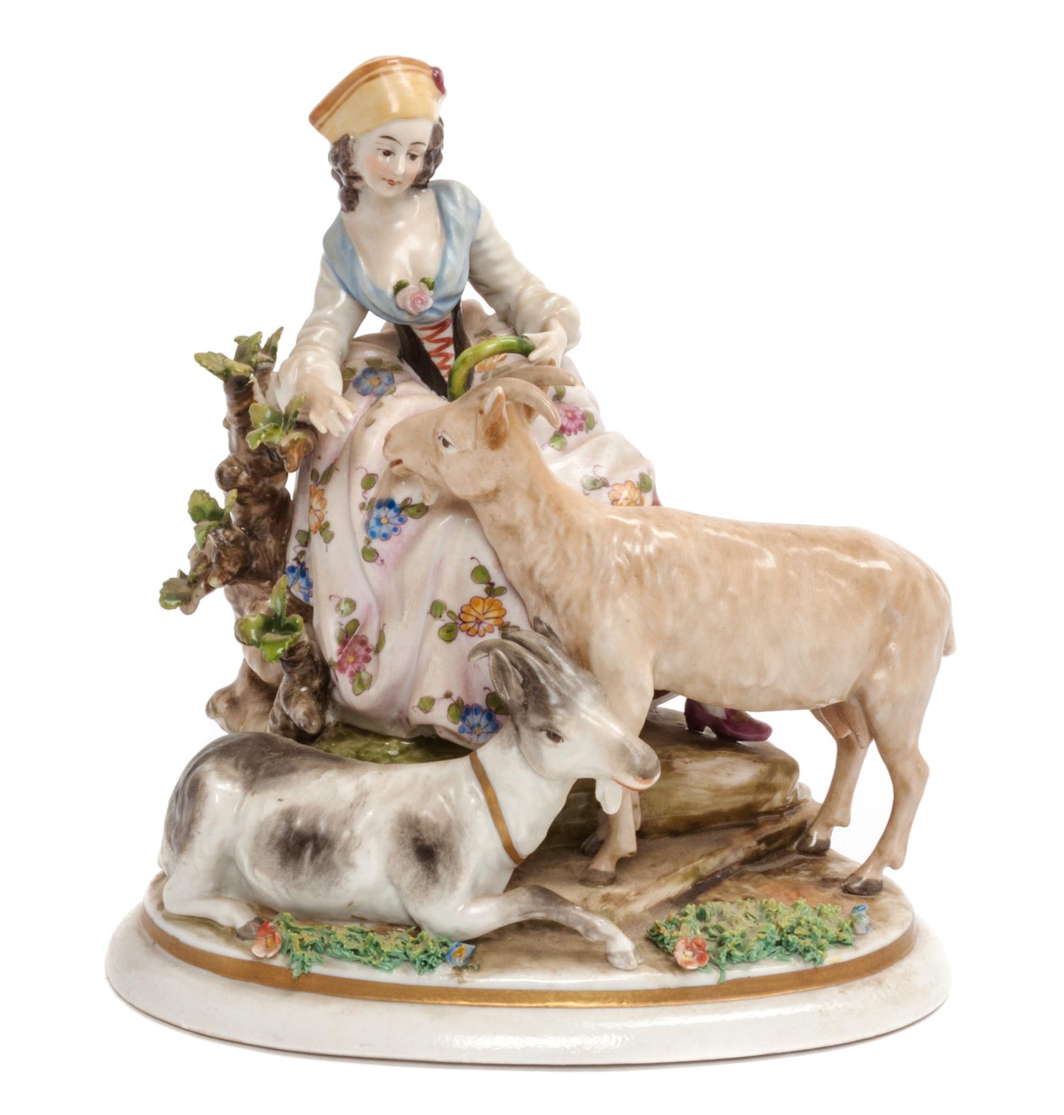 A Continental Porcelain Figural Group Height 7 1/4 inches.
