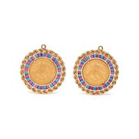 PAIR OF LIBERTY COIN AND SYNTHETIC GEM PENDANTS