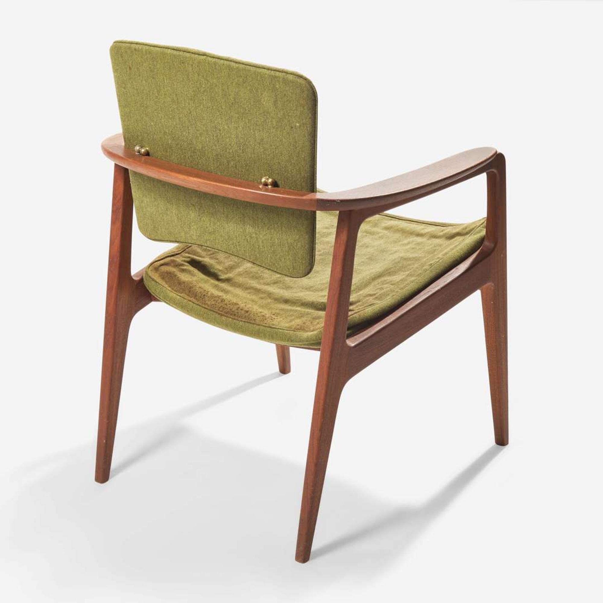 Svend Åge Madsen (Danish, 20th century) and Sigvard Bernadotte (Swedish, 1907-2002) Teak Writing Desk and Pivoting Armchair, K. Knudsen & Son and France & Daverkosen, Denmark, circa 1950s
