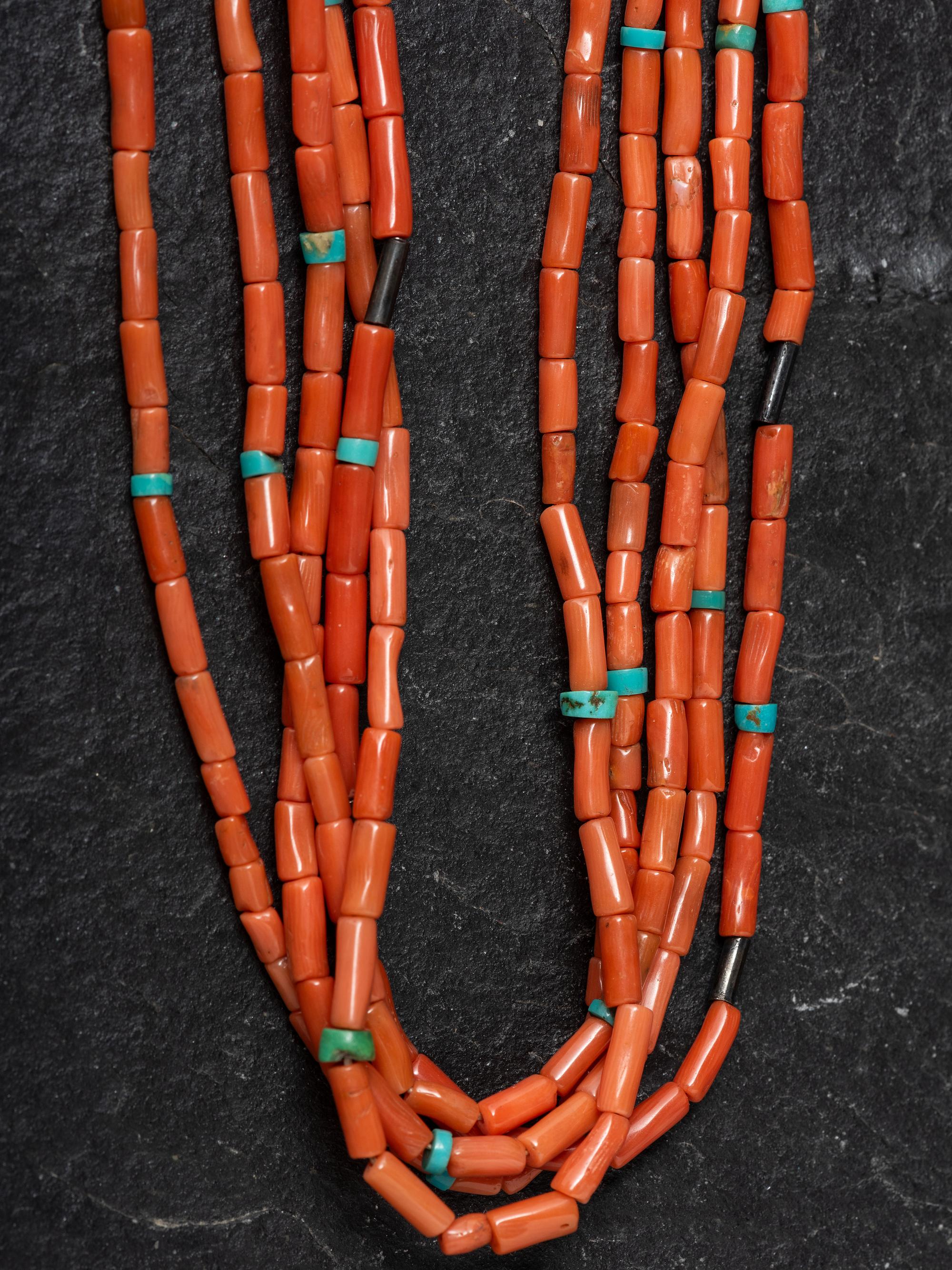 Pueblo Multi-strand Coral Necklace