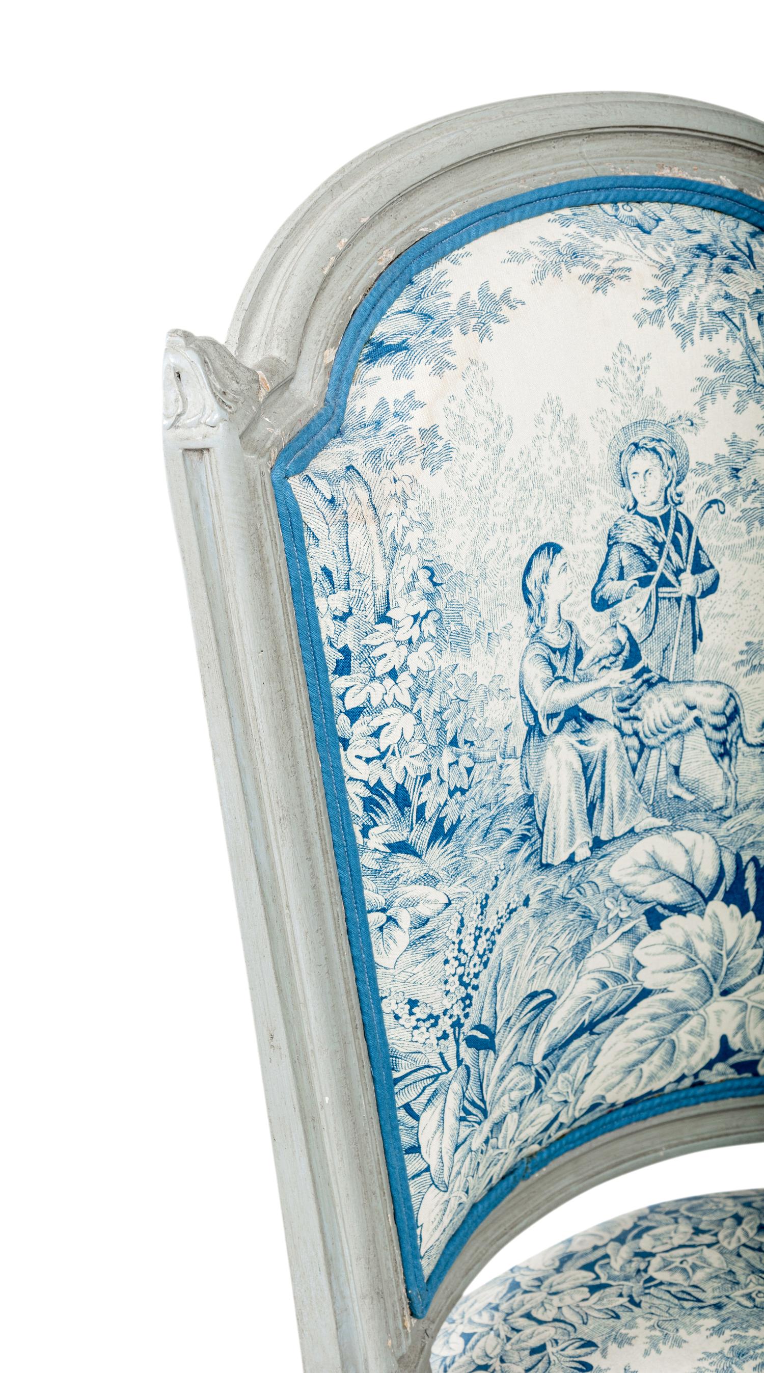 A Pair of Louis XVI Grey-Painted Chaises