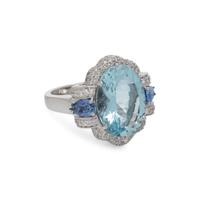 SONIA B., AQUAMARINE, SAPPHIRE AND DIAMOND RING