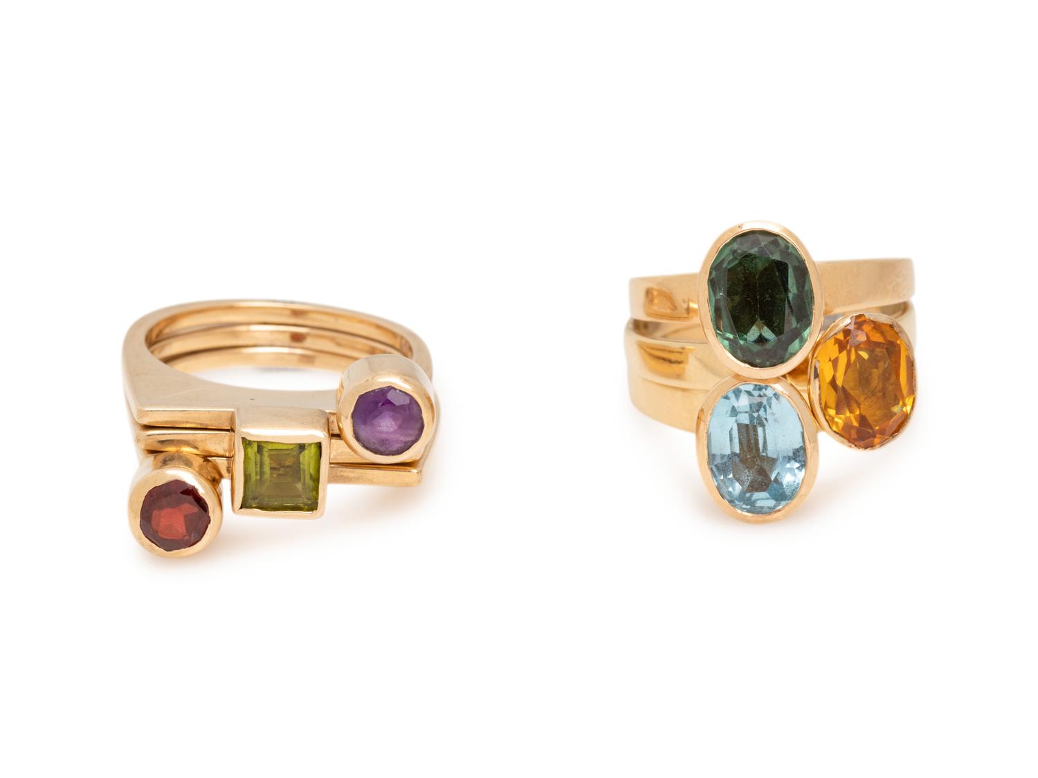 COLLECTION OF YELLOW GOLD AND GEMSTONE RINGS