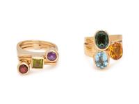 COLLECTION OF YELLOW GOLD AND GEMSTONE RINGS