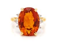 An 18 Karat Yellow Gold, Platinum, Quartz and Diamond Ring,