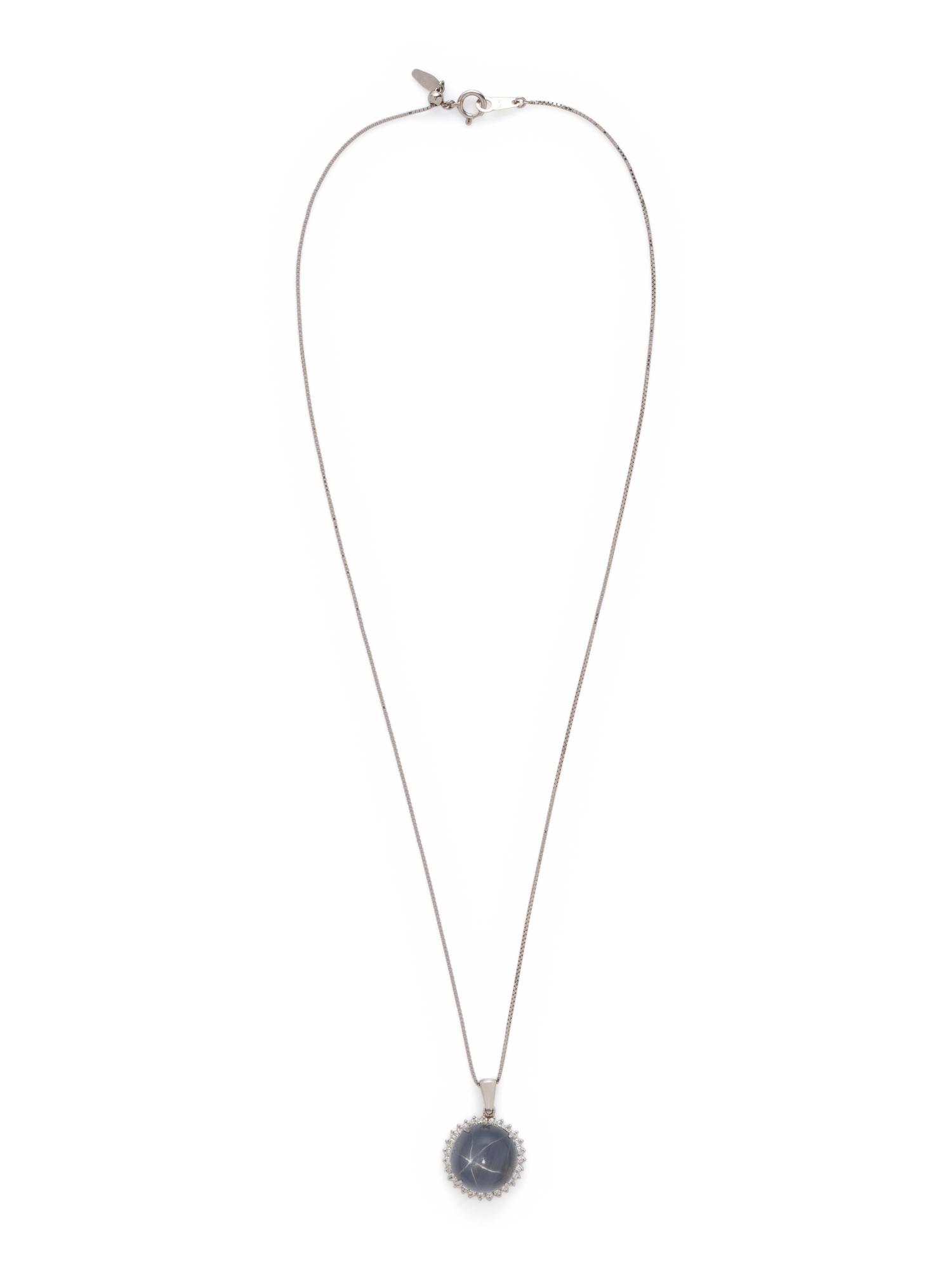 STAR SAPPHIRE AND DIAMOND PENDANT/NECKLACE