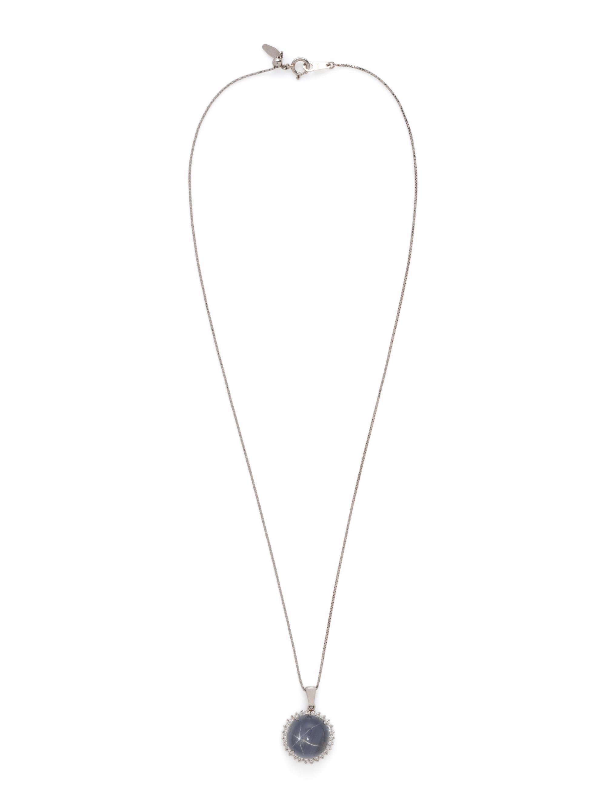 STAR SAPPHIRE AND DIAMOND PENDANT/NECKLACE