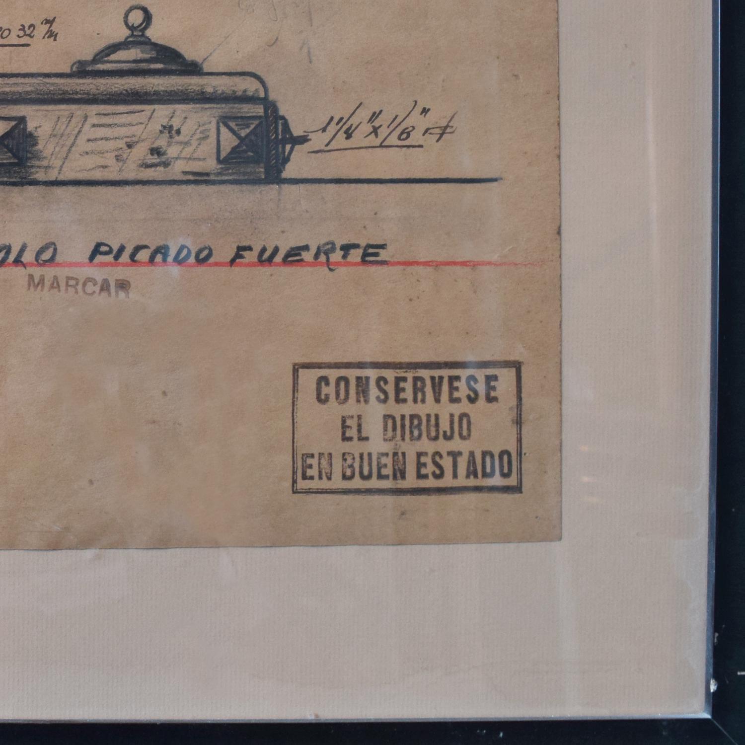 A Framed Rendering by Jose Thenee 26.5" W x 1" D x 39" H — Argentina, Circa 1920